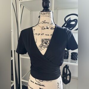 PINK Victoria's Secret Black Wrap Crop Top